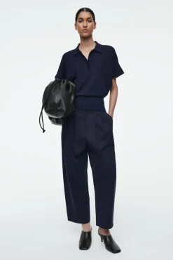 COS PLEATED BARREL-LEG COTTON PANTS-Women Pants