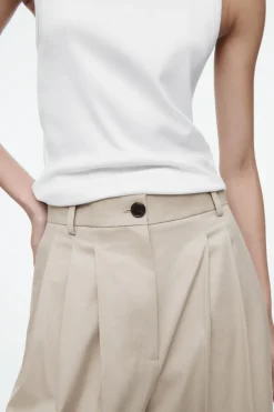 COS PLEATED BARREL-LEG COTTON PANTS-Women Pants