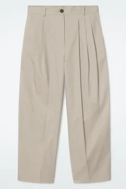 COS PLEATED BARREL-LEG COTTON PANTS-Women Pants