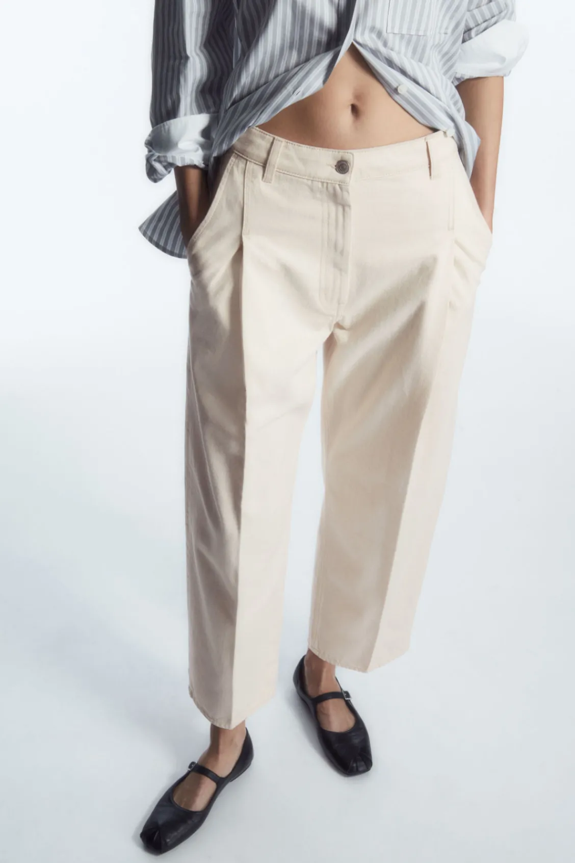 COS PLEATED BARREL-LEG DENIM PANTS-Women Jeans | Pants