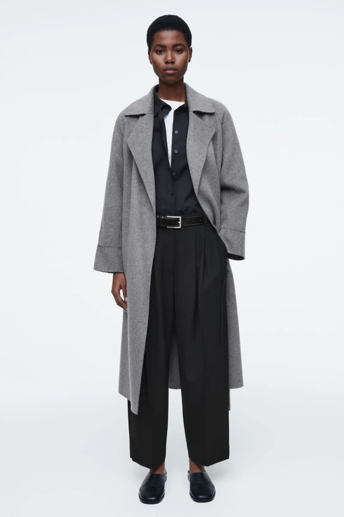 COS PLEATED BARREL-LEG WOOL-BLEND PANTS-Women Pants