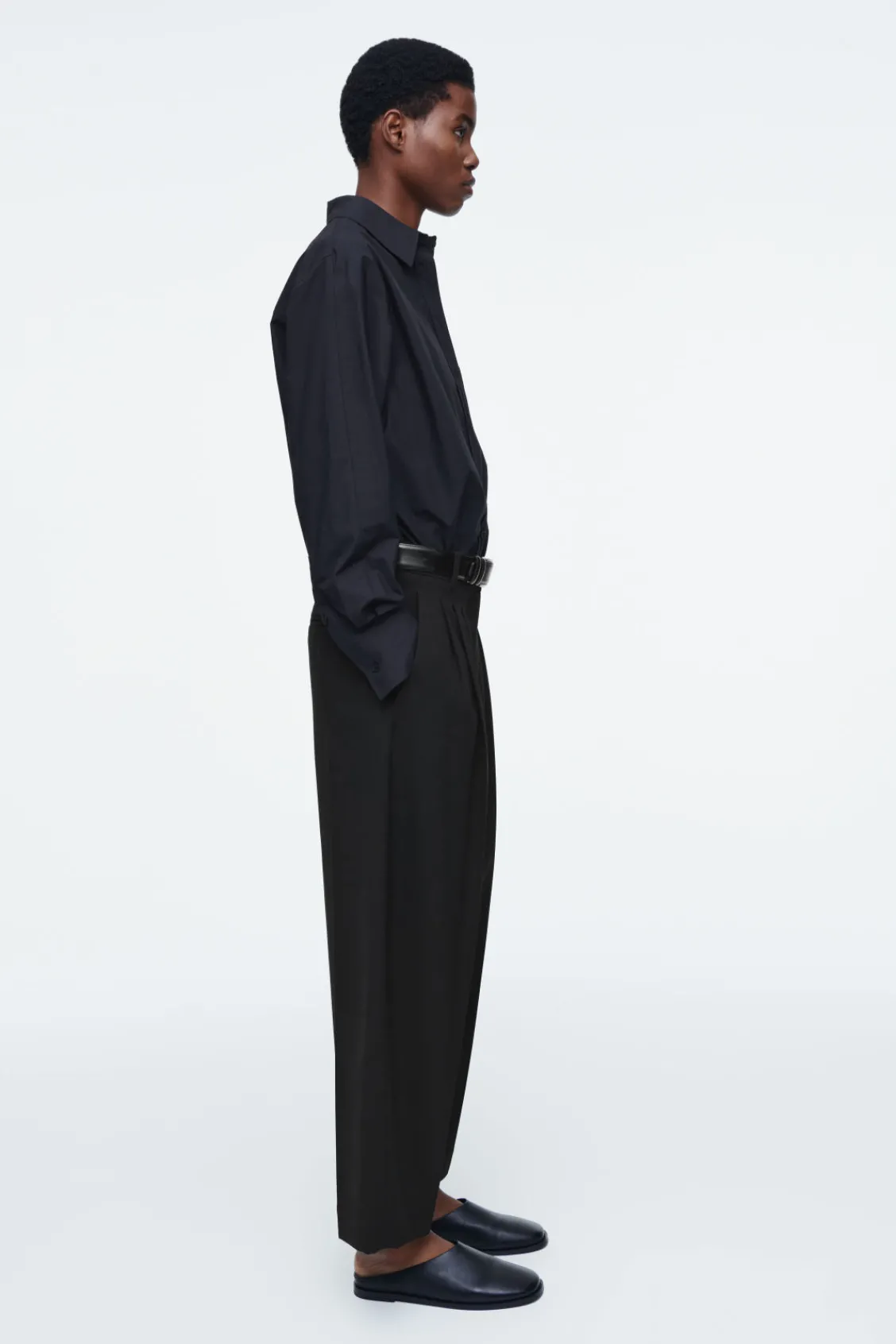 COS PLEATED BARREL-LEG WOOL-BLEND PANTS-Women Pants
