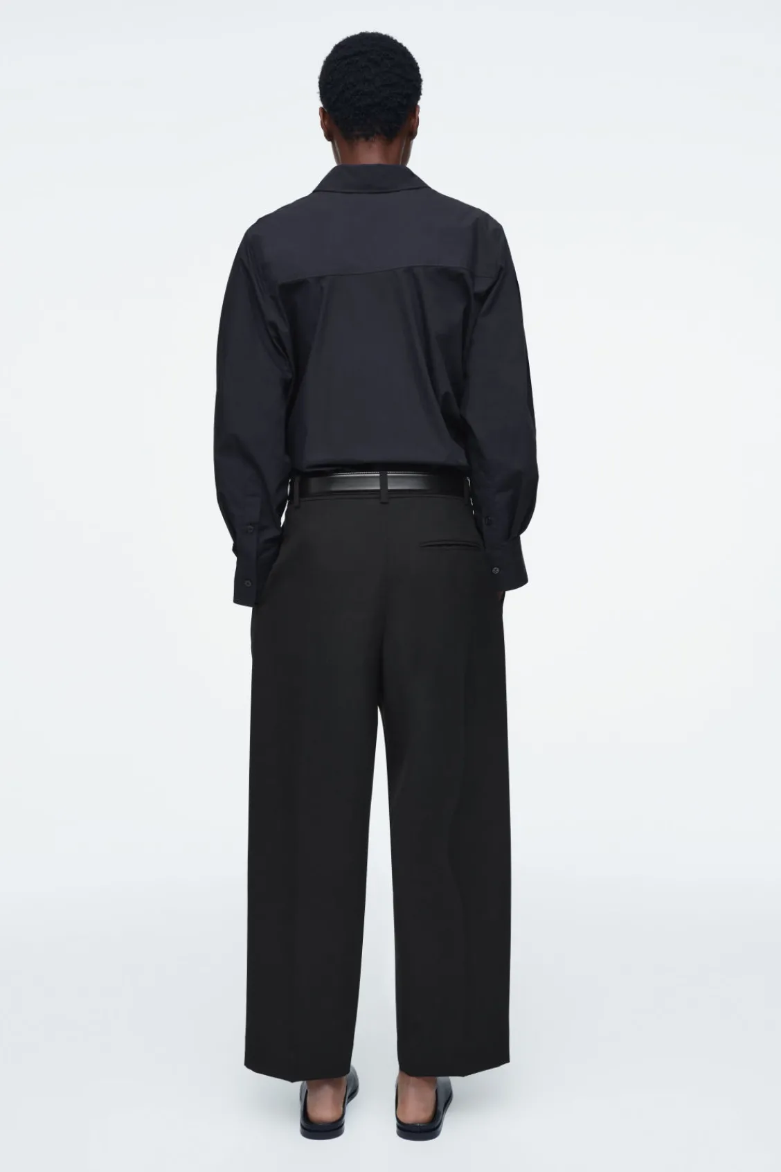 COS PLEATED BARREL-LEG WOOL-BLEND PANTS-Women Pants