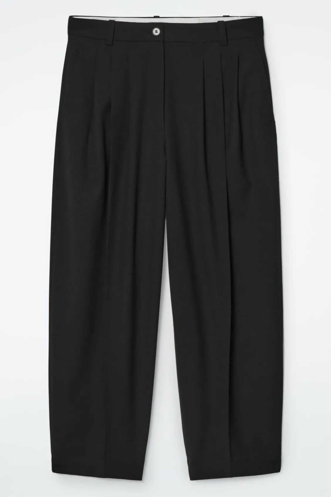 COS PLEATED BARREL-LEG WOOL-BLEND PANTS-Women Pants