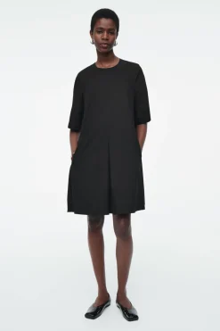 COS PLEATED COTTON MINI DRESS-Women Dresses & Jumpsuits
