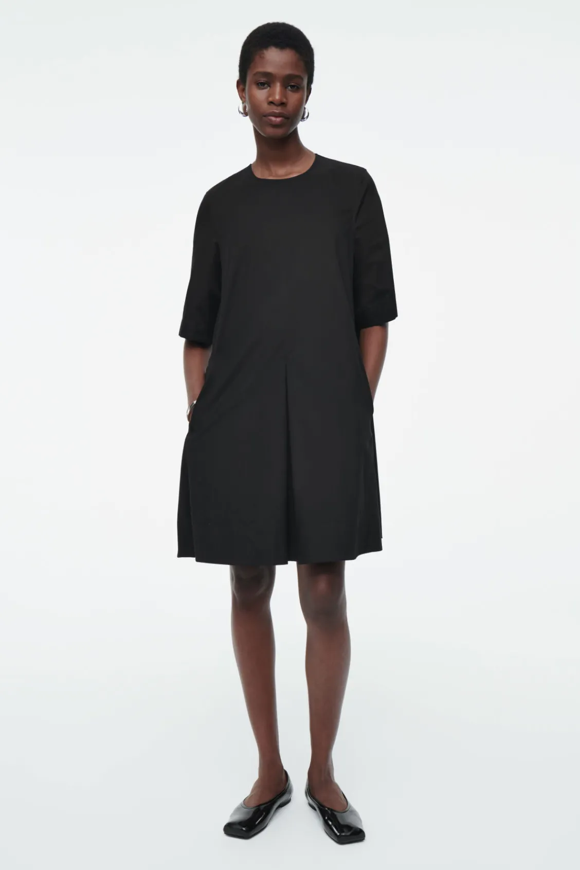 COS PLEATED COTTON MINI DRESS-Women Dresses & Jumpsuits