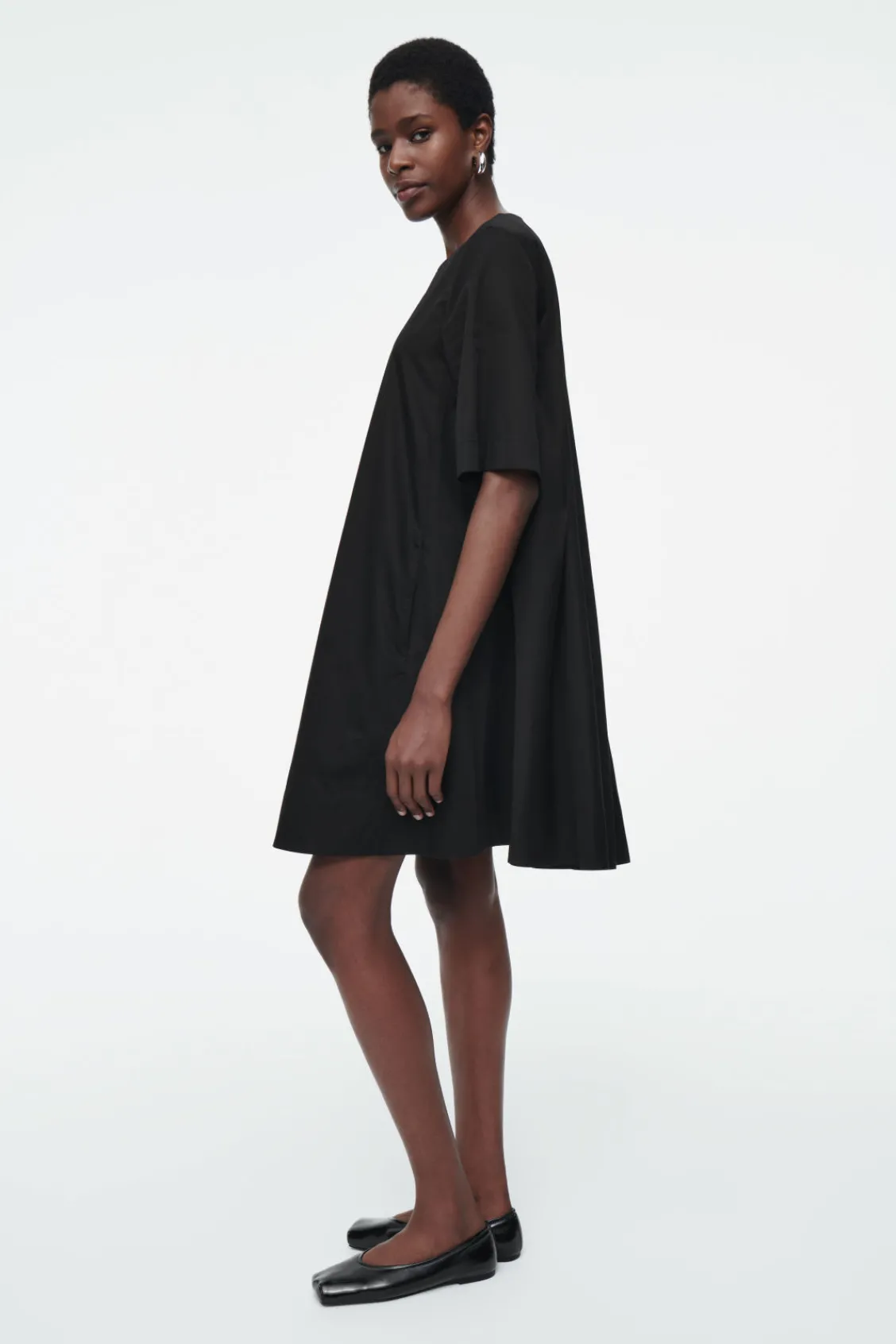 COS PLEATED COTTON MINI DRESS-Women Dresses & Jumpsuits