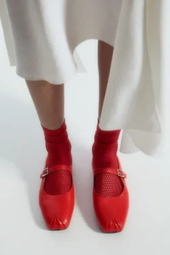 COS PLEATED LEATHER MARY-JANE BALLET FLATS-Women Shoes