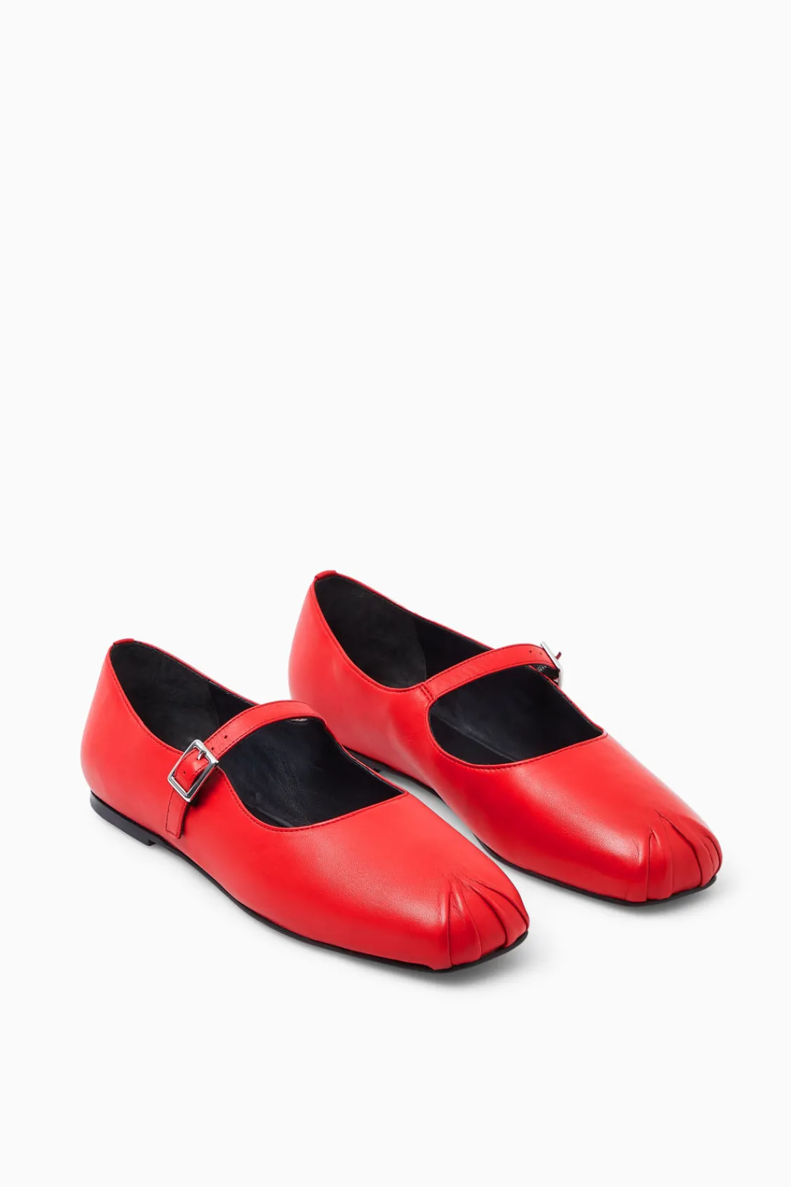 COS PLEATED LEATHER MARY-JANE BALLET FLATS-Women Shoes