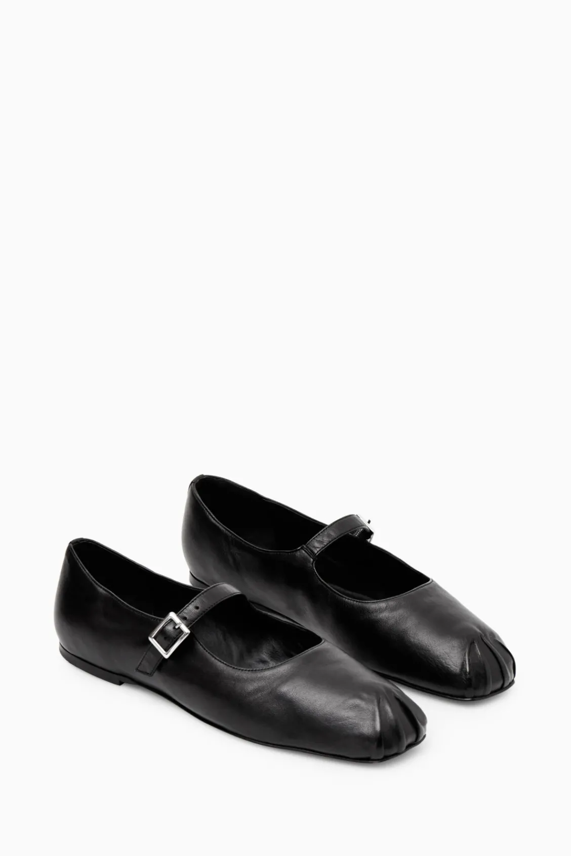 COS PLEATED LEATHER MARY-JANE BALLET FLATS-Women Shoes