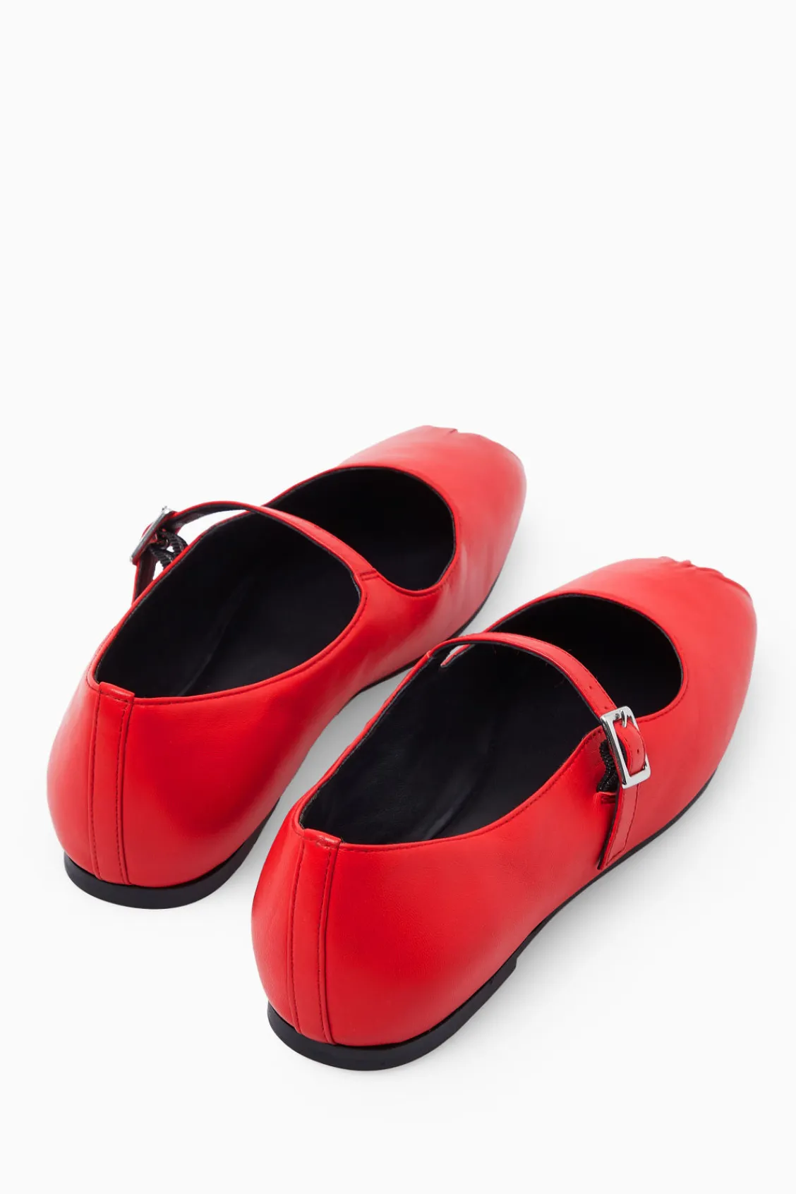 COS PLEATED LEATHER MARY-JANE BALLET FLATS-Women Shoes