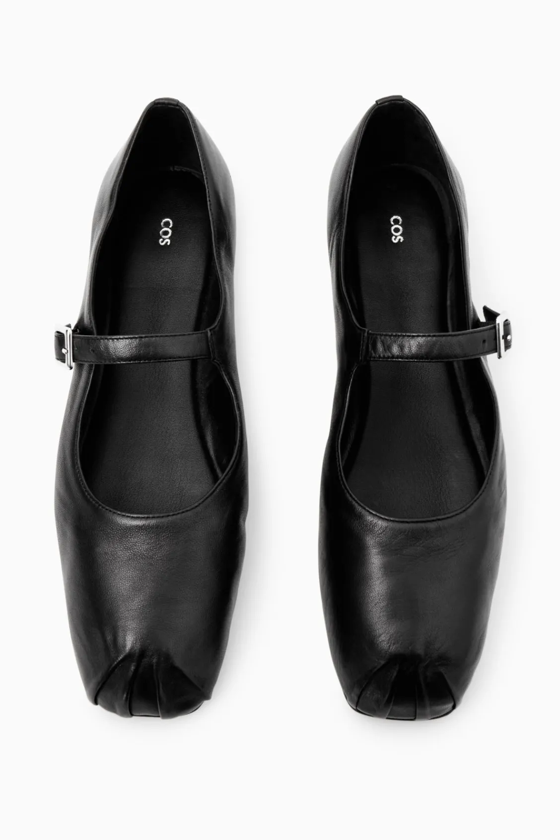 COS PLEATED LEATHER MARY-JANE BALLET FLATS-Women Shoes
