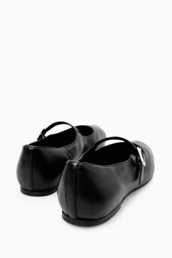 COS PLEATED LEATHER MARY-JANE BALLET FLATS-Women Shoes