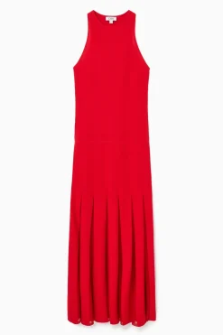 COS PLEATED RACER-NECK MAXI DRESS-Women Dresses & Jumpsuits | Sweaters & Cardigans