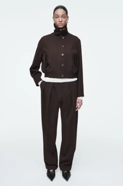 COS PLEATED WOOL-BLEND TAPERED PANTS-Women Vests & Tailoring | Pants