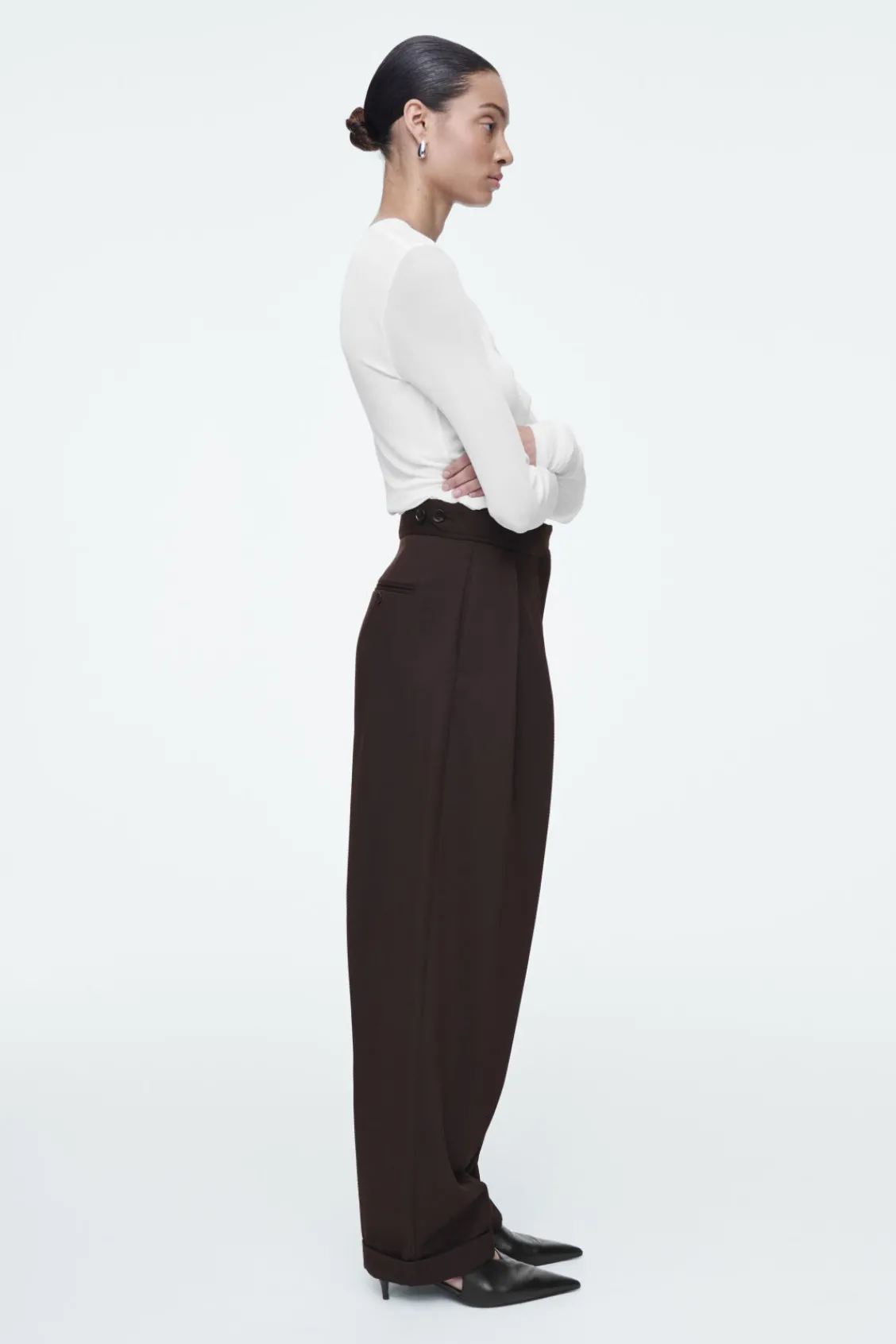 COS PLEATED WOOL-BLEND TAPERED PANTS-Women Vests & Tailoring | Pants