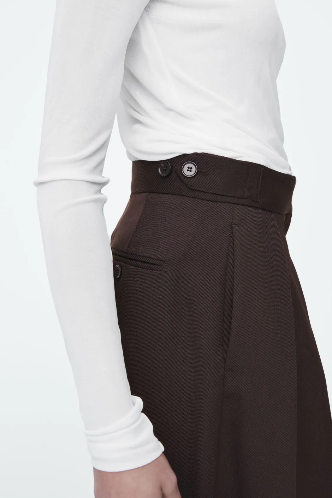 COS PLEATED WOOL-BLEND TAPERED PANTS-Women Vests & Tailoring | Pants