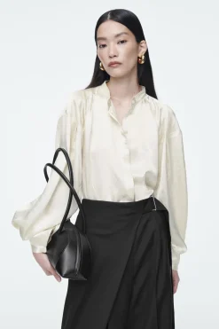 COS PLEATED-DETAIL SATIN SHIRT-Women Shirts & Blouses | Tops