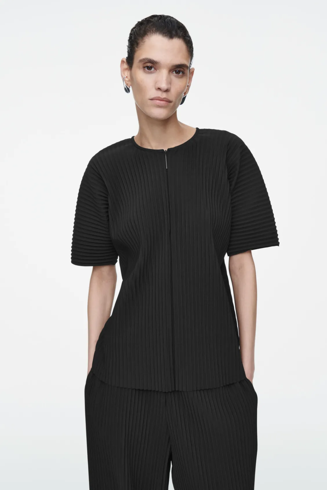 COS PLISSÉ TOP-Women Tops