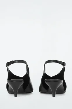 COS POINTED LEATHER SLINGBACK KITTEN HEELS-Women Shoes