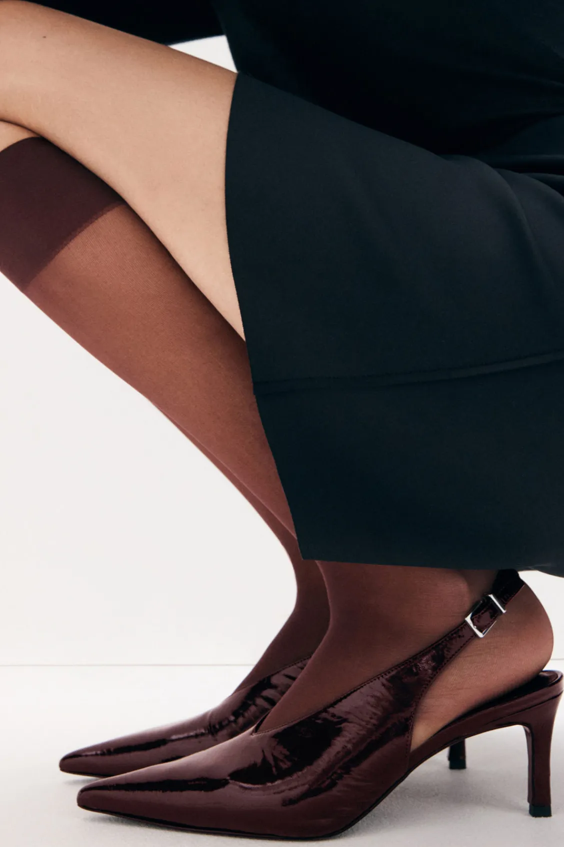COS POINTED PATENT-LEATHER SLINGBACK PUMPS-Women Shoes