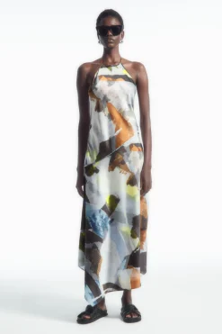 COS PRINTED ASYMMETRIC MIDI DRESS-Women Dresses & Jumpsuits