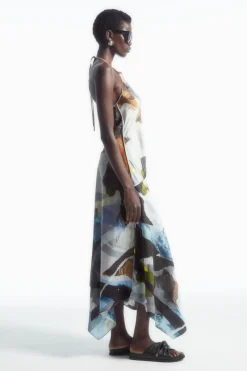 COS PRINTED ASYMMETRIC MIDI DRESS-Women Dresses & Jumpsuits