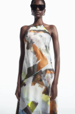 COS PRINTED ASYMMETRIC MIDI DRESS-Women Dresses & Jumpsuits