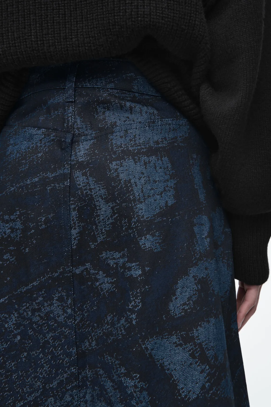COS PRINTED DENIM A-LINE MIDI SKIRT-Women Skirts