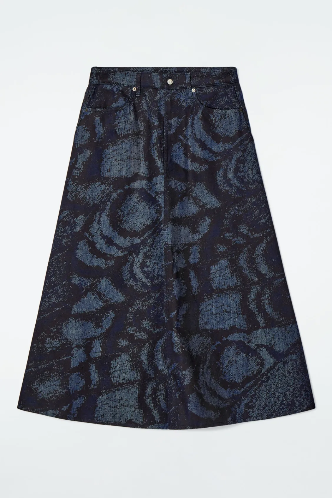 COS PRINTED DENIM A-LINE MIDI SKIRT-Women Skirts