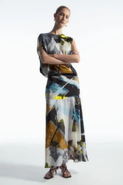 COS PRINTED FLARED MAXI SKIRT-Women Skirts