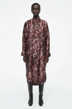 COS PRINTED SCARF-DETAIL MIDI DRESS-Women Dresses & Jumpsuits