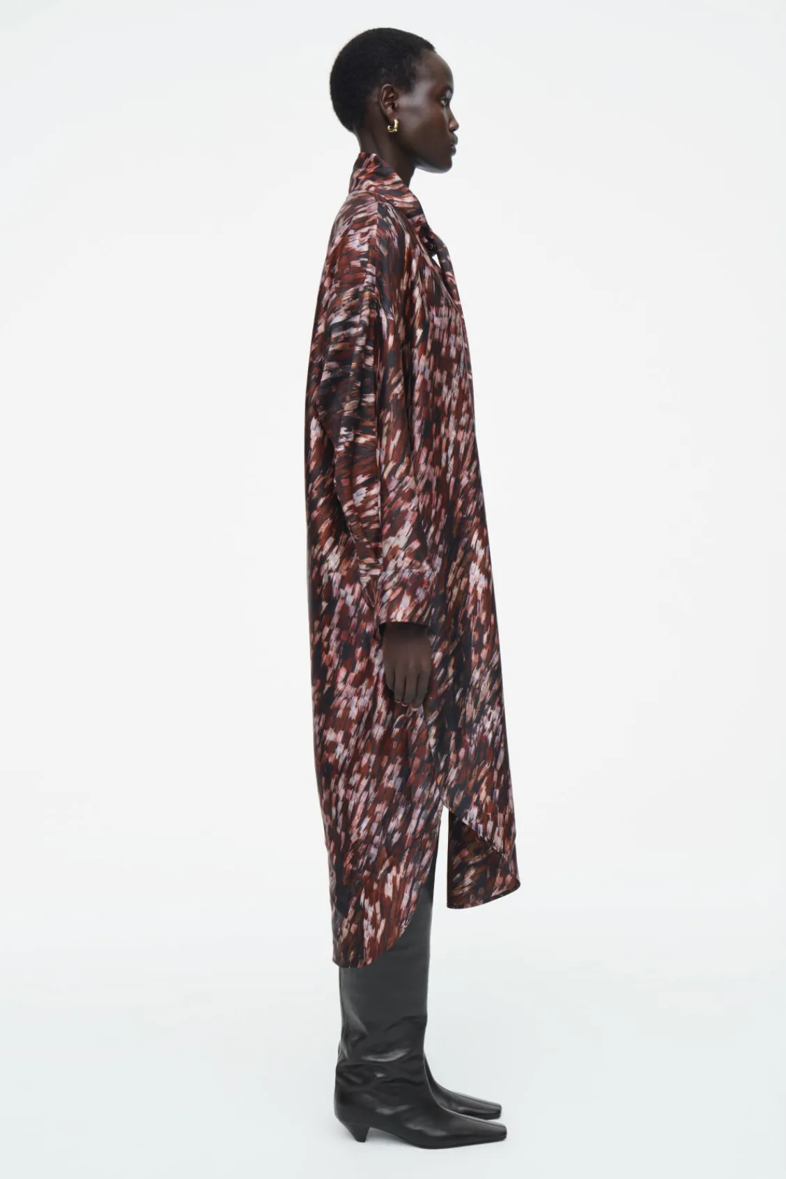 COS PRINTED SCARF-DETAIL MIDI DRESS-Women Dresses & Jumpsuits