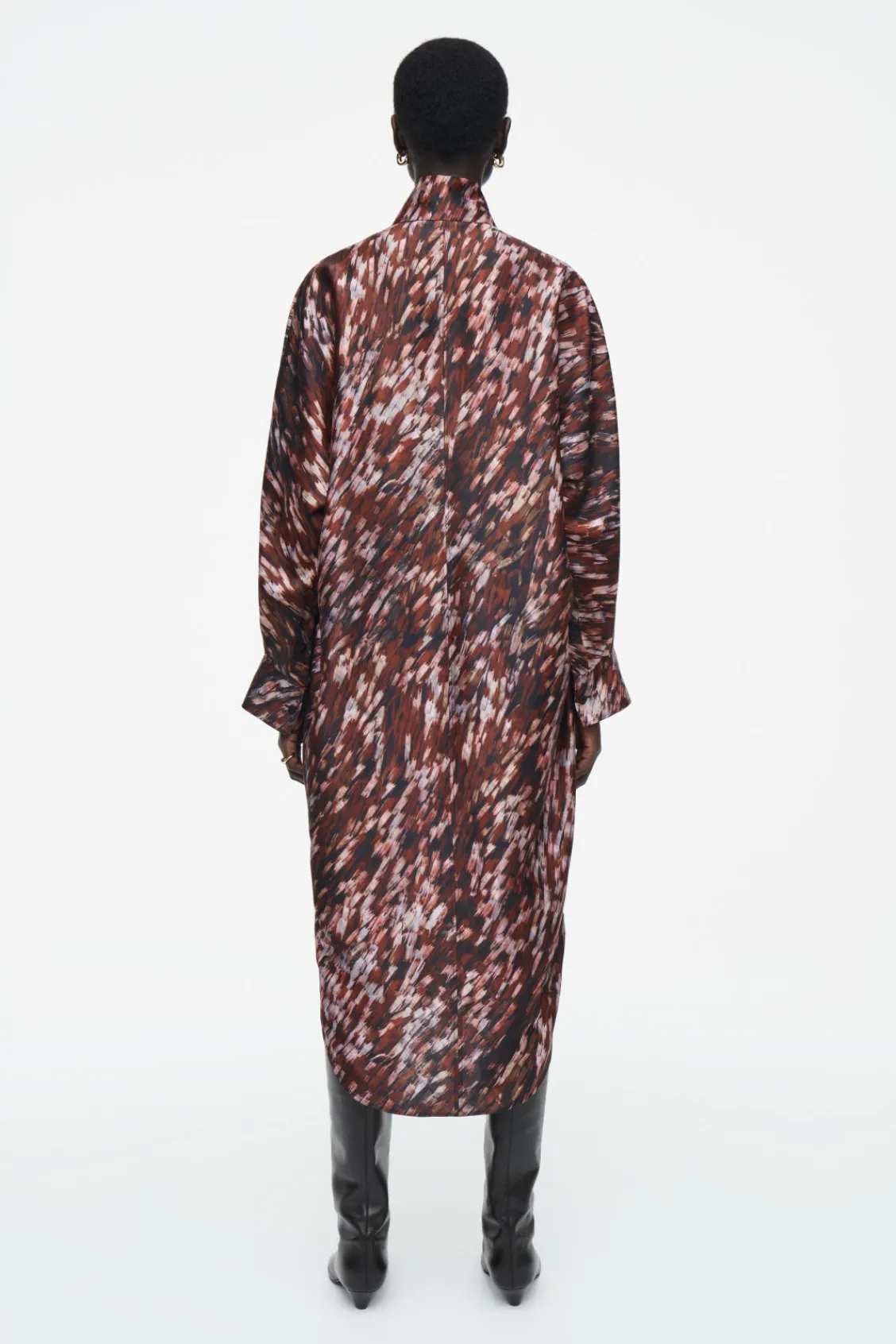 COS PRINTED SCARF-DETAIL MIDI DRESS-Women Dresses & Jumpsuits