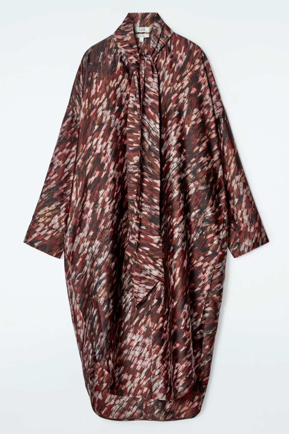 COS PRINTED SCARF-DETAIL MIDI DRESS-Women Dresses & Jumpsuits