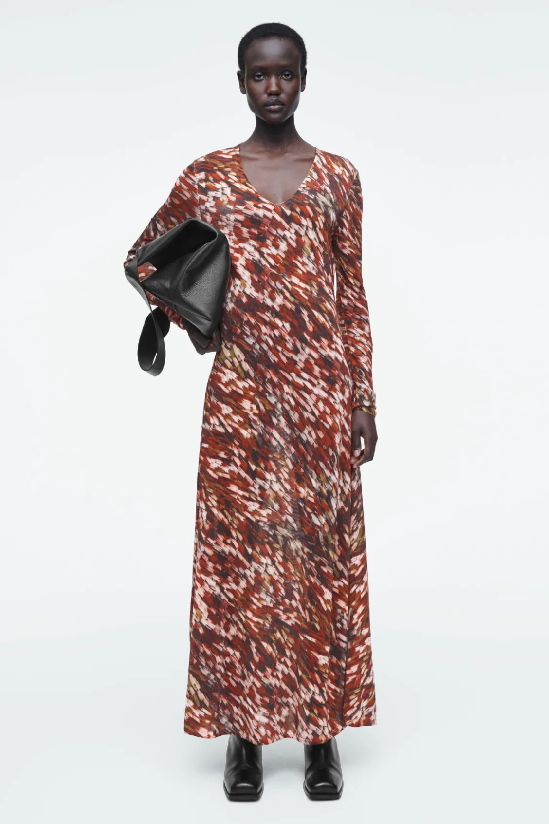 COS PRINTED SEMI-SHEER KNITTED MAXI DRESS-Women Dresses & Jumpsuits | Sweaters & Cardigans