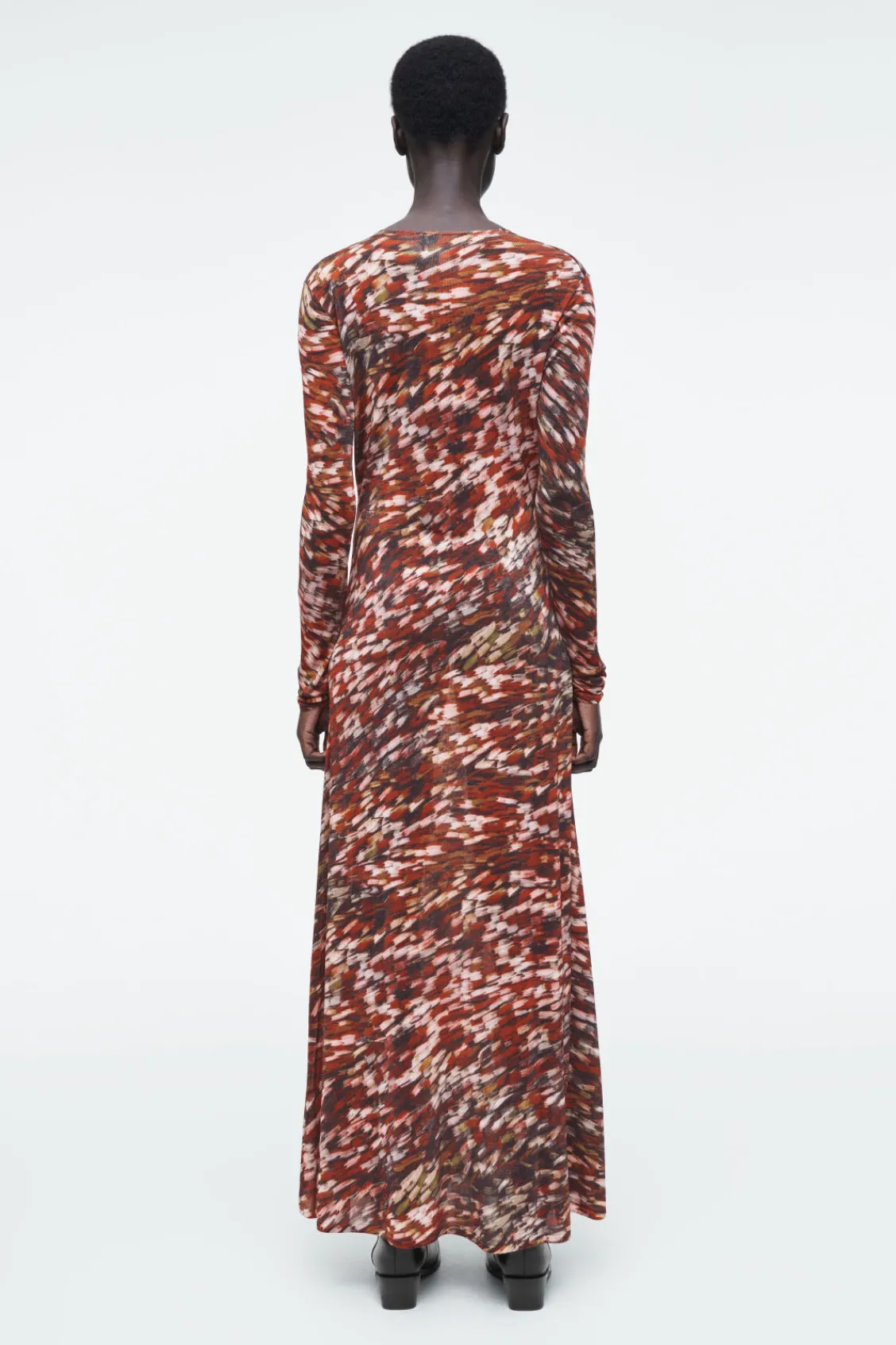 COS PRINTED SEMI-SHEER KNITTED MAXI DRESS-Women Dresses & Jumpsuits | Sweaters & Cardigans