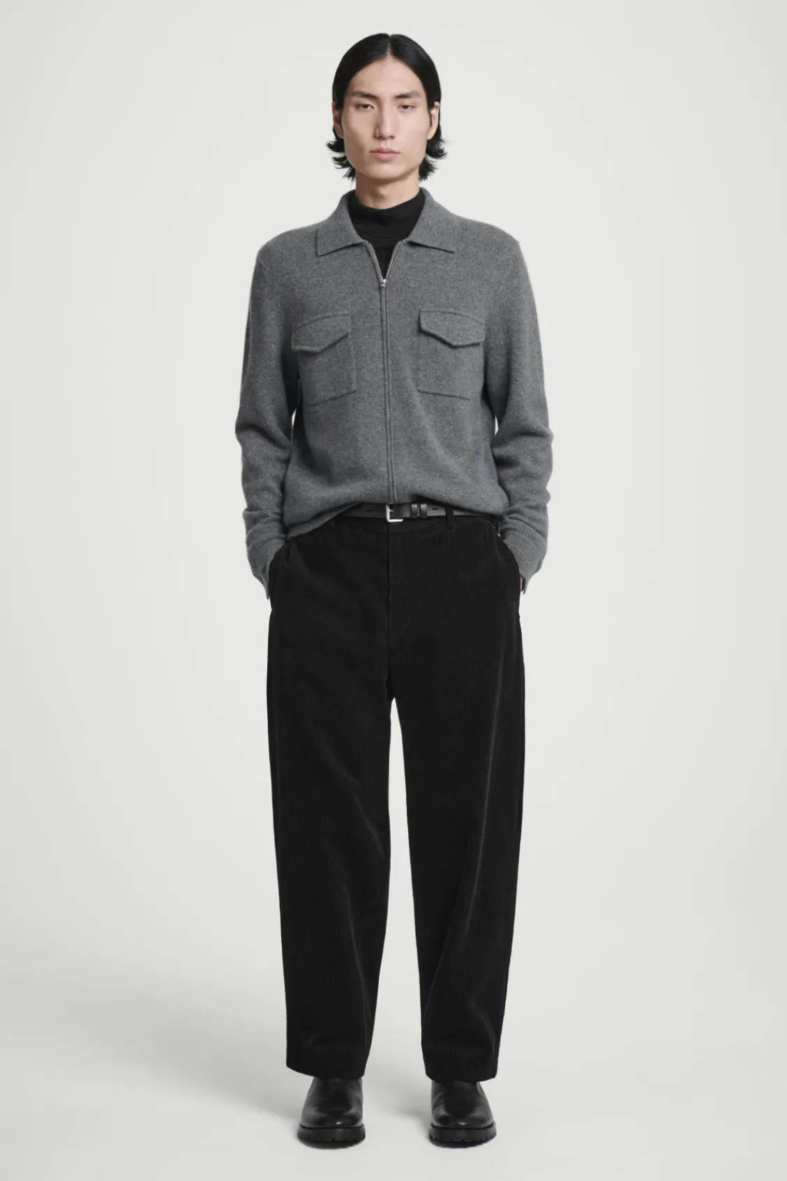 COS PURE CASHMERE ZIP-UP OVERSHIRT- Shirts | Cashmere
