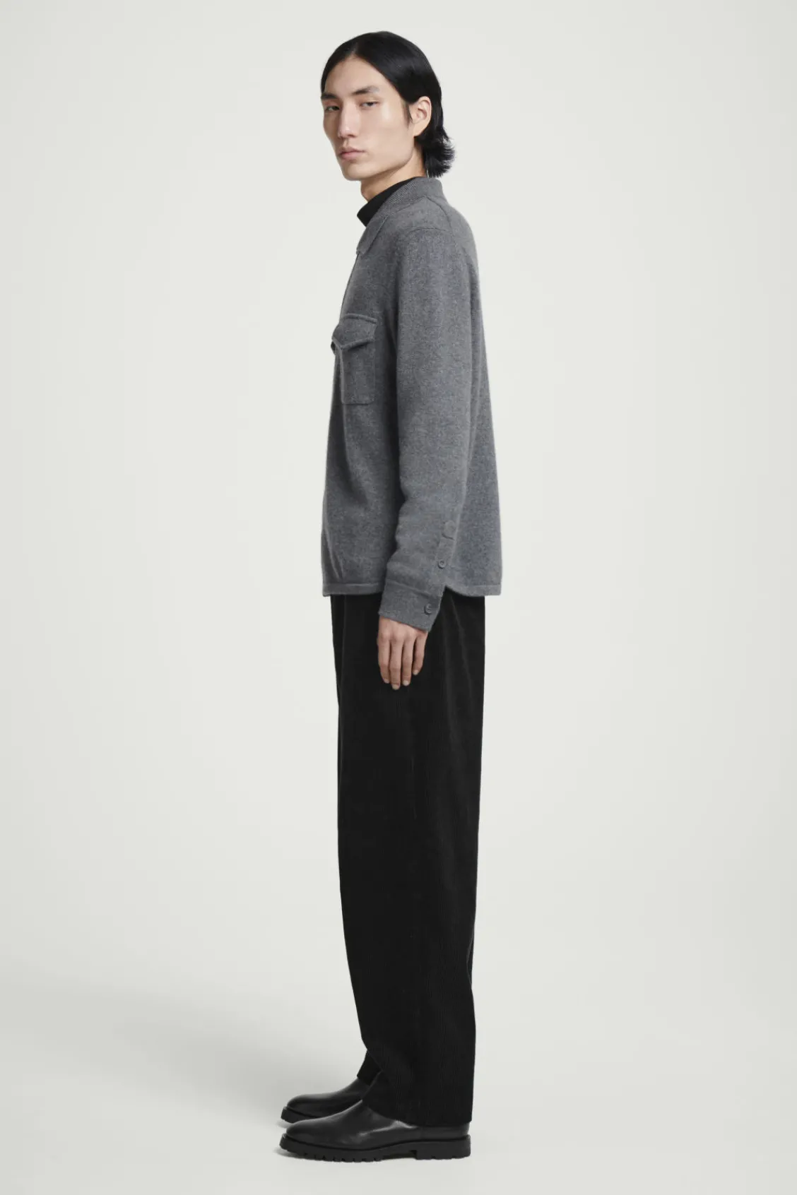 COS PURE CASHMERE ZIP-UP OVERSHIRT- Shirts | Cashmere