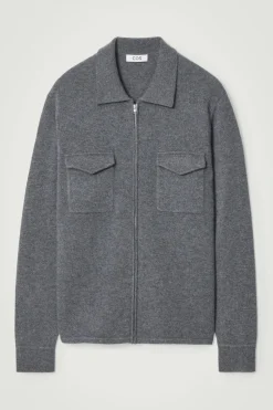 COS PURE CASHMERE ZIP-UP OVERSHIRT- Shirts | Cashmere