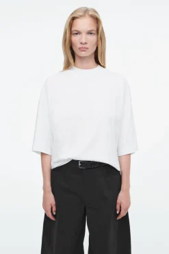COS REGULAR BOXY MOCK-NECK T-SHIRT-Women Tops