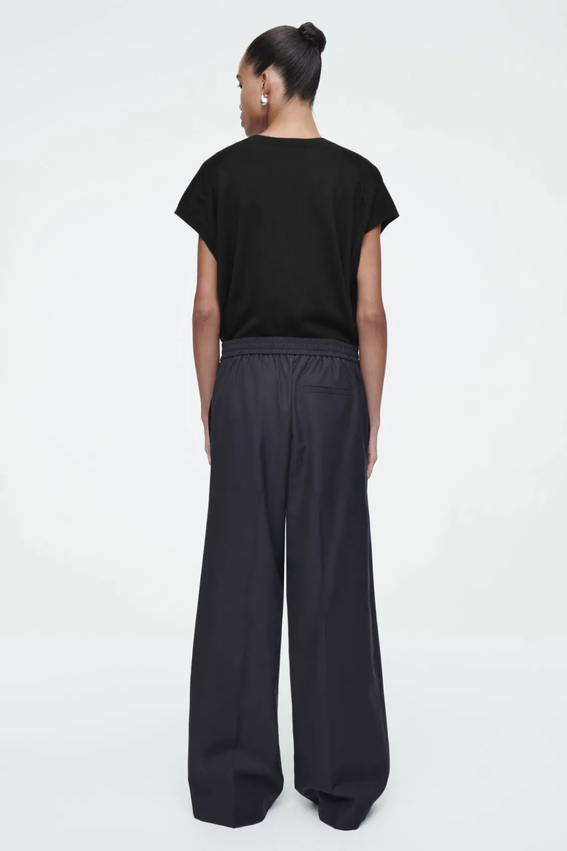 COS REGULAR ELASTICATED WOOL STRAIGHT-LEG PANTS-Women Pants