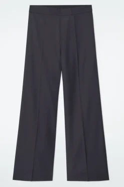 COS REGULAR ELASTICATED WOOL STRAIGHT-LEG PANTS-Women Pants