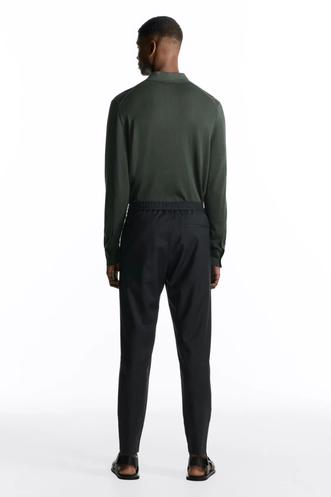 COS REGULAR ELASTICATED WOOL-TWILL TAPERED PANTS- Pants