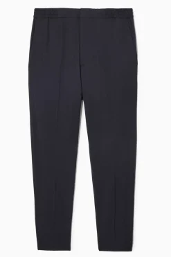COS REGULAR ELASTICATED WOOL-TWILL TAPERED PANTS- Pants