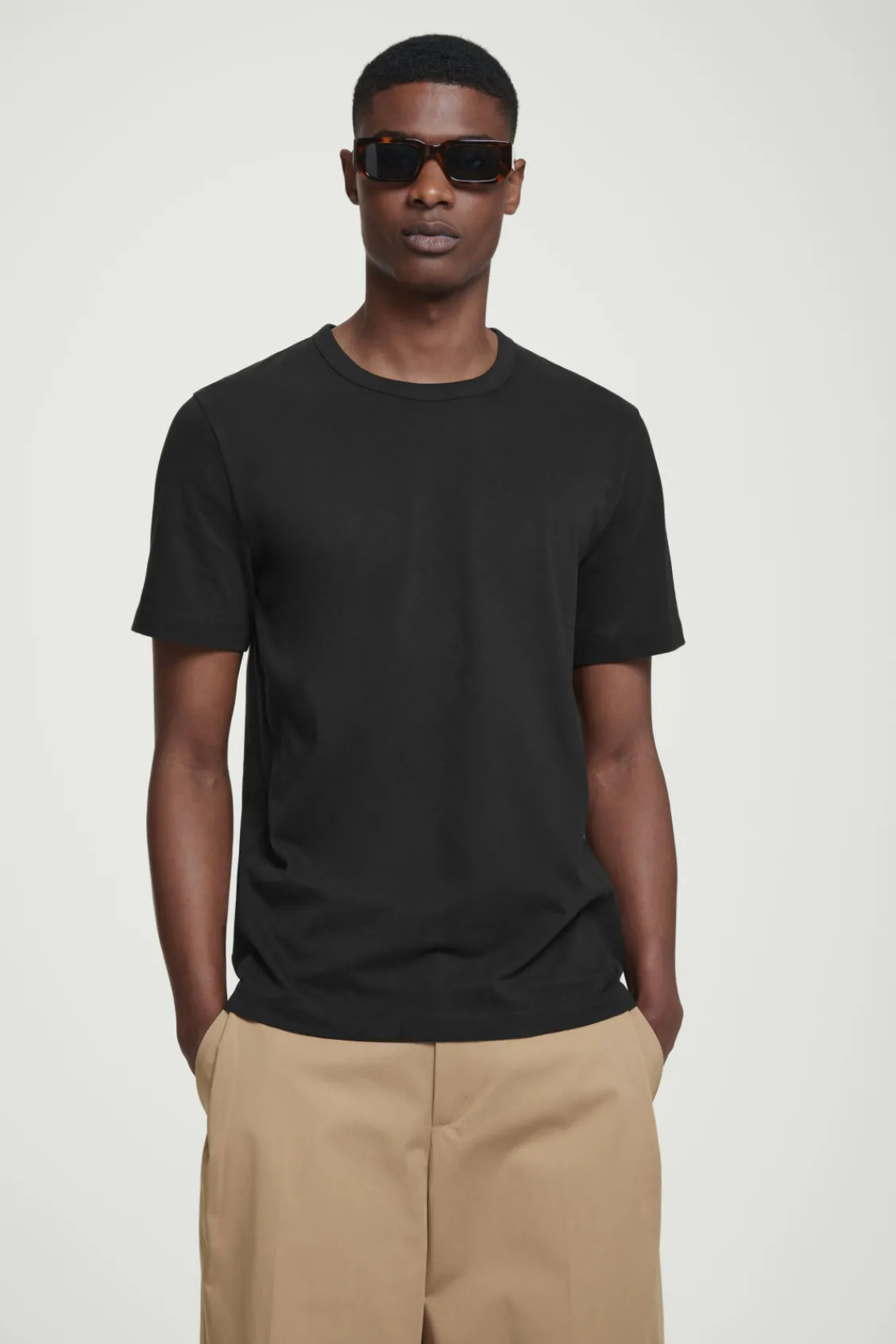 COS REGULAR LIGHTWEIGHT BRUSHED-COTTON T-SHIRT- T-Shirts
