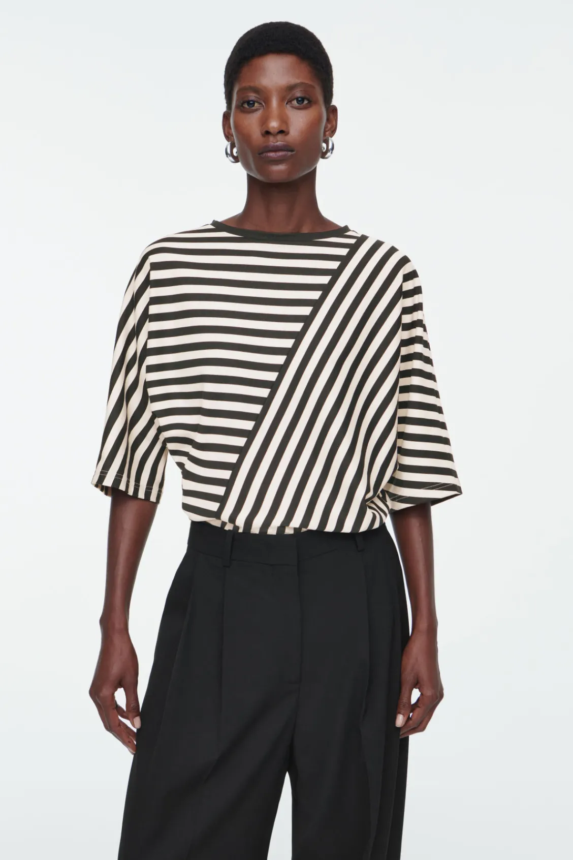 COS REGULAR PANELED STRIPED T-SHIRT-Women Tops