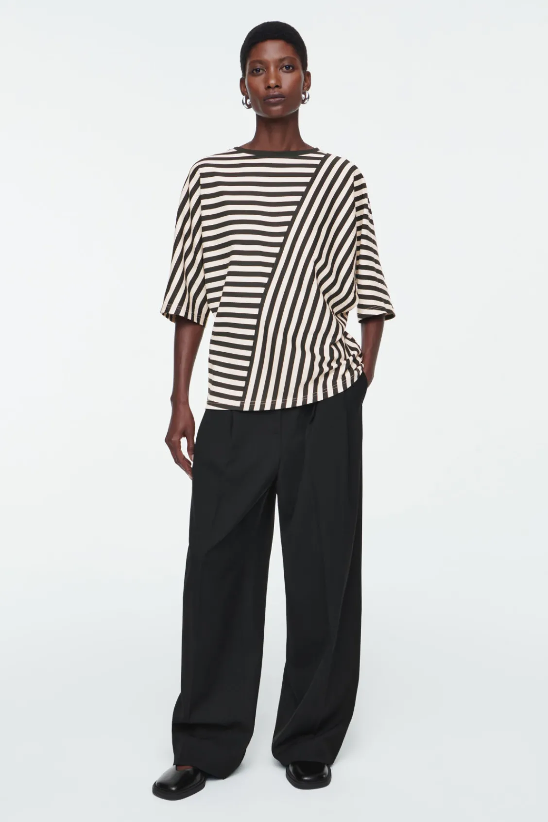 COS REGULAR PANELED STRIPED T-SHIRT-Women Tops