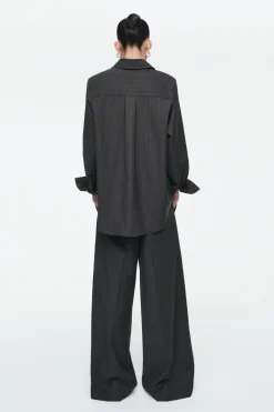COS REGULAR PINSTRIPED WOOL WIDE-LEG PANTS-Women Vests & Tailoring | Pants