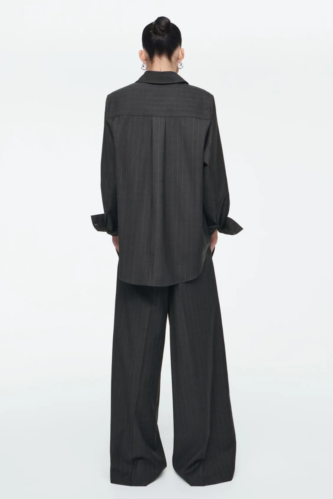 COS REGULAR PINSTRIPED WOOL WIDE-LEG PANTS-Women Vests & Tailoring | Pants